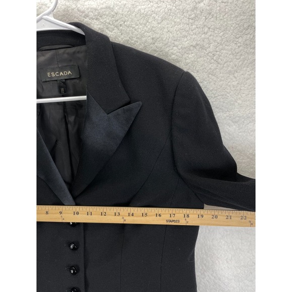 Escada Women's Blazer‎ Button Black Long Sleeve Wool Size Medium - Picture 4 of 10